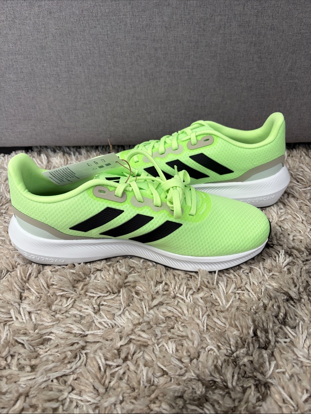 NEW adidas Runfalcon Neon Green Mesh Running Sneakers. Men’s size 9.5